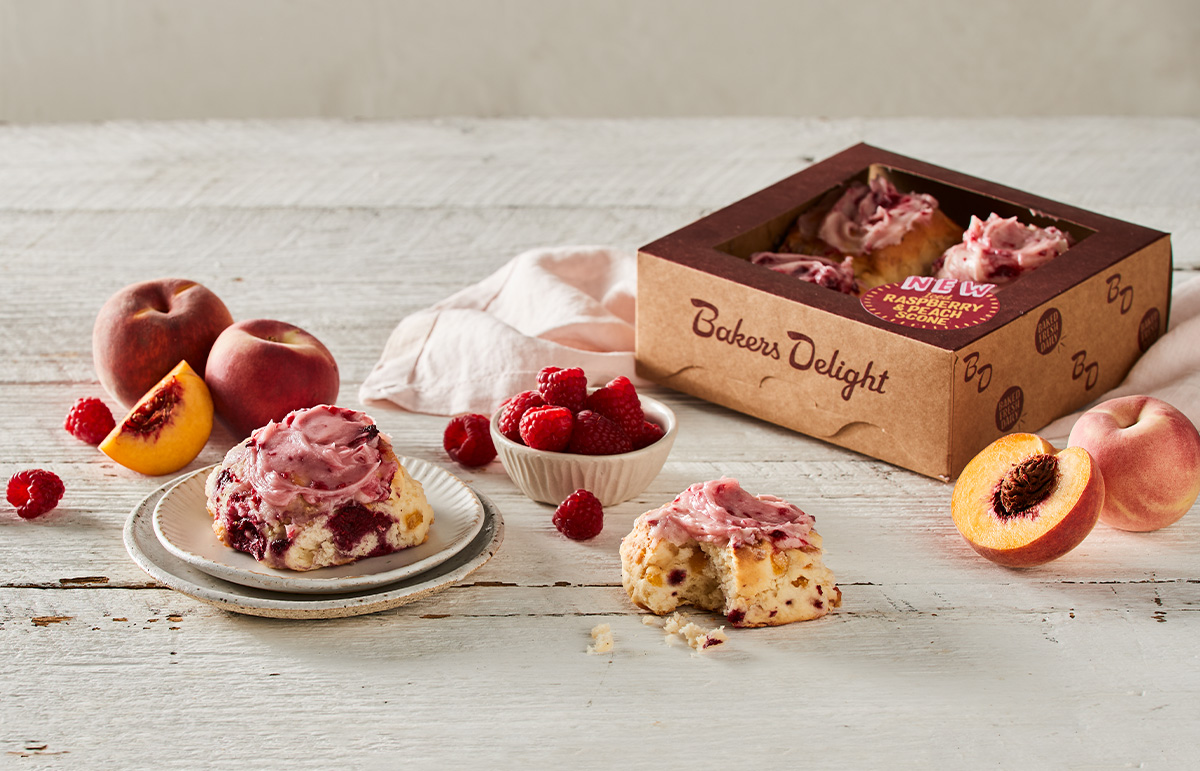 NEW Iced Raspberry & Peach Scone