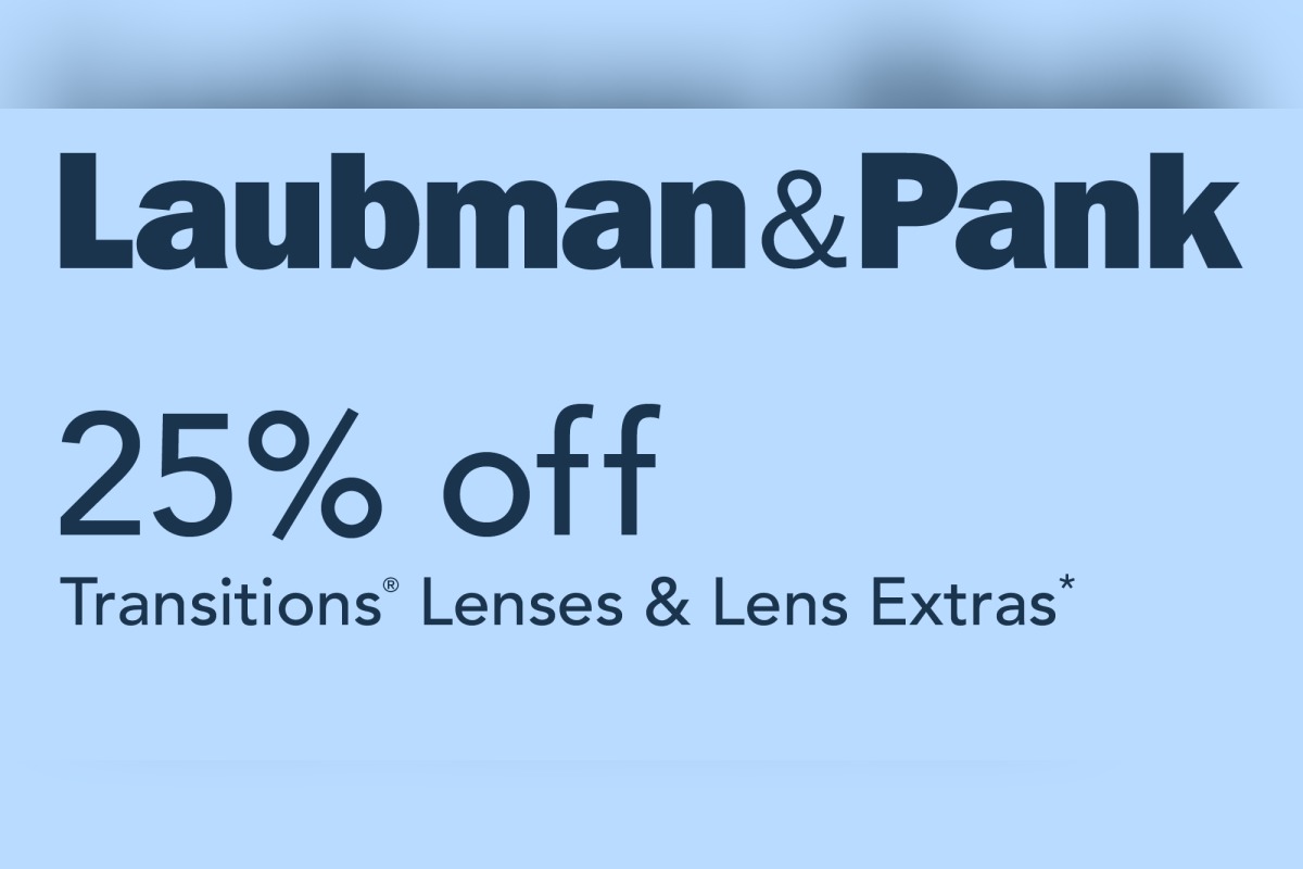 25% off Transitions lenses at Laubman & Pank